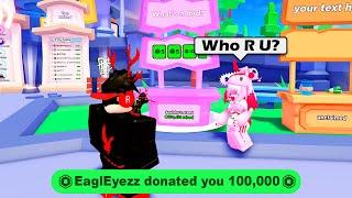 I Gave A Complete Stranger $100000 Robux in Pls Donate