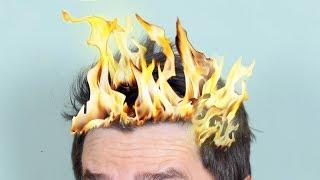HAIR CATCHES ON FIRE