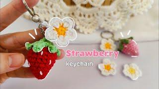 Crochet Strawberry  keychain #video #videos #tutorial #strawberry #keychain #cute