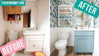 Budget-Friendly Transformation Small Bathroom Makeover with Striking Statement Wallpaper