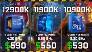 Intel Core i9-12900K vs. 11900K vs. 10900K  Test in 10 Games RX 6900XT