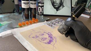 LIVE TATTOO KENDRICK LAMAR PORTRAIT ON FAKE SKIN