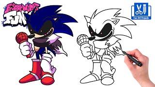 How To Draw Sonic.Exe Slaybells  Como Dibujar Friday Night Funkin FNF Easy Step By Step