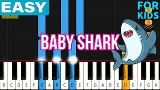 Baby Shark  VERY EASY Two Handed Piano Tutorial for Beginners