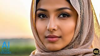 4K AI Art Lookbook Video of AI Girl ｜ Beautiful Eyes of a Hijabi AI Girl