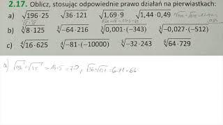 2 17 Oblicz stosując odpowiednie prawo działań na pierwiastkach