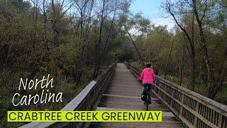 Biking North Carolina  Crabtree Creek Greenway Trail -- Lots of Fun Boardwalk to Ride