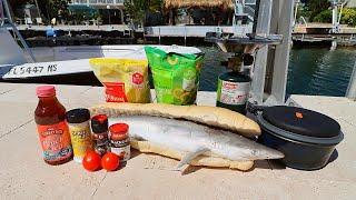 Making a Shark Sandwich - Shark Dinner in Florida