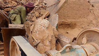 Super Amazing stone crushing satisfying video  Massive Giant rock shredder machine satisfying video