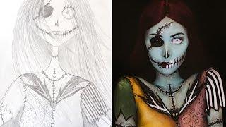 Sally Skellington Rough Sketch to Final Transformation Time Lapse Style