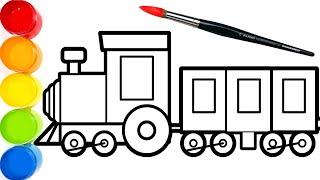 How-to-draw a Train an Engine . Simplest Drawing and Coloring Pages  Bonbon Toy Art