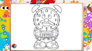 Alarm Clock Drawing Easy Step-By-Step Drawing for Kids