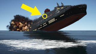 Queen Mary 2 ship crash with freight ship and freight ship is sinking GTA 5  GTA V