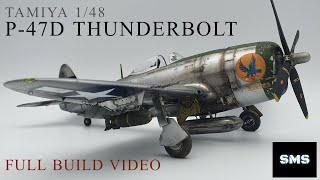 148 Tamiya P-47D Thunderbolt Bubbletop  Full build scale model aircraft kit #61090