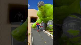 GTA V Spidey & SpiderGwen & Captain America Through Massive Hand Giant Hulk #gta