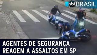Bandidos que roubariam moto são mortos por agentes de segurança  SBT Brasil 151223