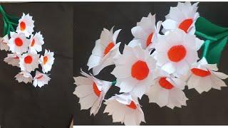 How to make beautiful white paper flowerDIY paper flowerhome decoreasy paper flower with craft