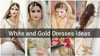 white and Golden dresses collection  bridal wear  kamdani collection  vogue trends 