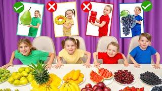 خمسة أطفال يأكلون الفاكهة بدلاً من الحلويات 