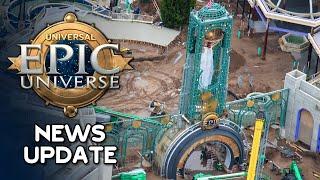 Universal Epic Universe News Update — CHRONOS TOWER TOPPED OFF ENTRY AREA & PARKING LOT CHANGES