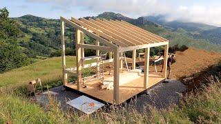 How to Build a Timber Frame Tiny Office  Part 7  Timber Structure Construction on the Mountainside