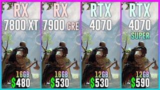 RX 7800 XT vs RX 7900 GRE vs RTX 4070 vs RTX 4070 SUPER - Test in 25 Games