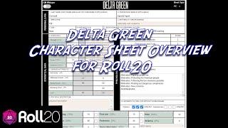 Delta Green Character Sheet Overview for Roll20