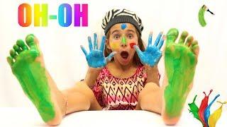 Learn colors with Penelope .Painting  and tickling feet. funny and entertaining