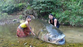 Primitive Life Unique Hand Fishing Catch Big Fish - Cooking Big Fish For Survival