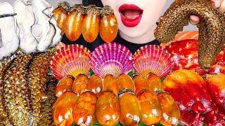 ASMR 모듬회 먹방 KOREAN SEAFOOD MUKBANG 미더덕 생굴 멍게 해삼 연어 가리비 OYSTER RAW SALMON CLAMS EATING SOUNDS