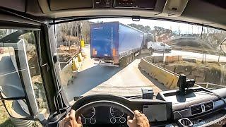 POV Truck Driving MAN TGX 470 Tordera to Peaje Martorell Barcelona Cataluña Spain 