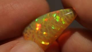 Ethiopian Welo Natural Orange Harlequin Opal Cabochon Honeycomb Fire #1352