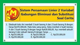 Sistem Persamaan Linier Dua Variabel SPLDV Metode Gabungan Eliminasi dan Substitusi