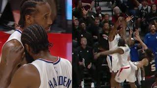 JAMES HARDEN GOT ON KAWHIS NERVES JOKINGLY FOR CONTESTING HIS SHOT DURIN GAME