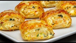 3 steps and the appetizer is ready Puff pastry rolls with cream cheese for any event.