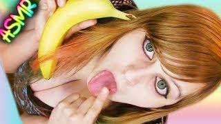 ASMR  BANANA EATiNG ░ OM NOM NOM  Mouth Sounds Wet Fruit Food Licking Eating 