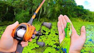 This HIDDEN POND has TROPHY BASS Frog Fishing