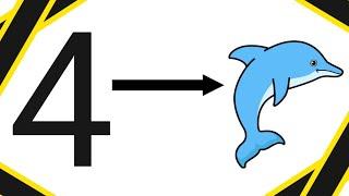 How to draw a cartoon dolphin using number 4How to convert no. 7 into dolphin #dolphin #drawing