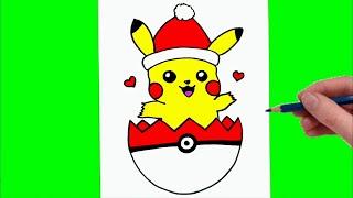 Yılbaşı İçin Sevimli Pikachu Çizimi Kolay Çizimler Pikachu Nasıl Çizilir Yılbaşı Çizimleri