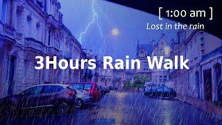 4k ASMR WALKING IN HEAVY RAIN THUNDERSTORM at Night No ADS  relaxing ASMR Rain for sleeping
