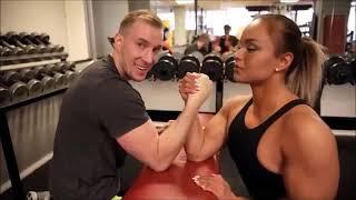 Melinda Lindmark VS man  Arm wrestling