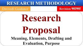 Research Proposal Elements of a research proposal Drafting and evaluating Research Methodology RM