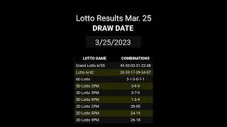 Lotto Results Mar. 25