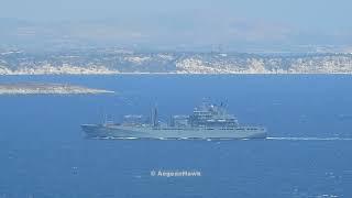 German Navy A1412 FGS Frankfurt am Main patrolling Chios Strait under NATO.