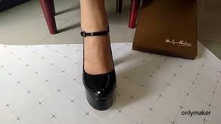 Onlymaker Women Mary Jane Platform Pumps Ankle Strap Thick Round Heel High Heels Dress Buckle Large