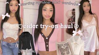 starting my dream 2023 wardrobe cider try on haul  *winter doll y2k coquette*