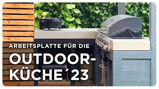 ARBEITSFLÄCHE für die OUTDOORKÜCHE mit Beton Optik