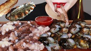 ASMR RAW OCTOPUS&SEA CUCUMBER 해삼 산낙지 먹방 サンナクチナマコ ปลิงทะเล Hải sâm MUKBANG EATING SOUNDS.