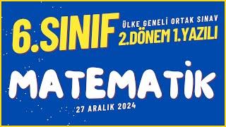 6. Sınıf MATEMATİK 2. Dönem 1. Yazılı ORTAK SINAV %99 Çıkabilir #2024