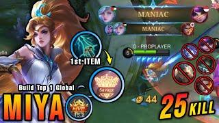 SAVAGE & MANIAC OP Miya with New Item Sky Piercer Auto SAVAGE - Build Top 1 Global Miya  MLBB